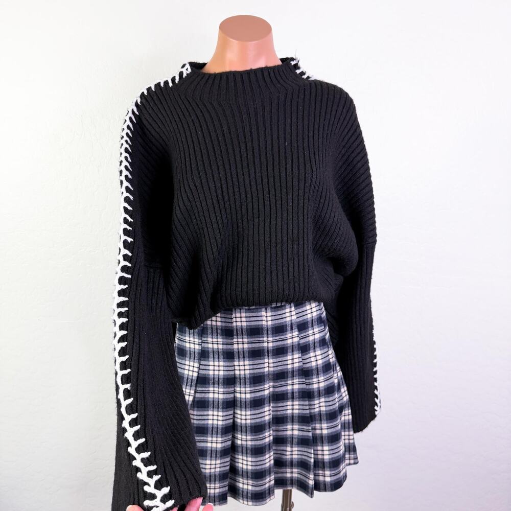 Vince Camuto Ribbed Knit Black Sweater sz XL NWT Whimsigoth Grunge Quiet Luxury